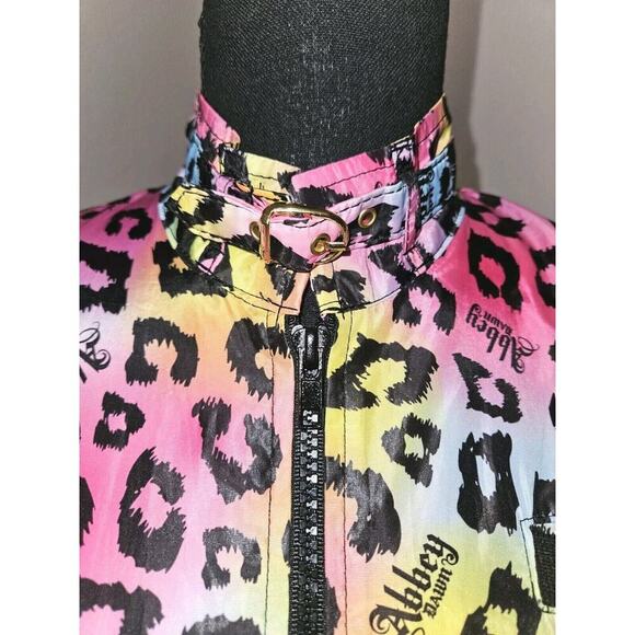 Abbey Dawn by Avril Lavigne Windbreaker Jacket Colorful Cheetah Print Small Rare - Picture 9 of 16